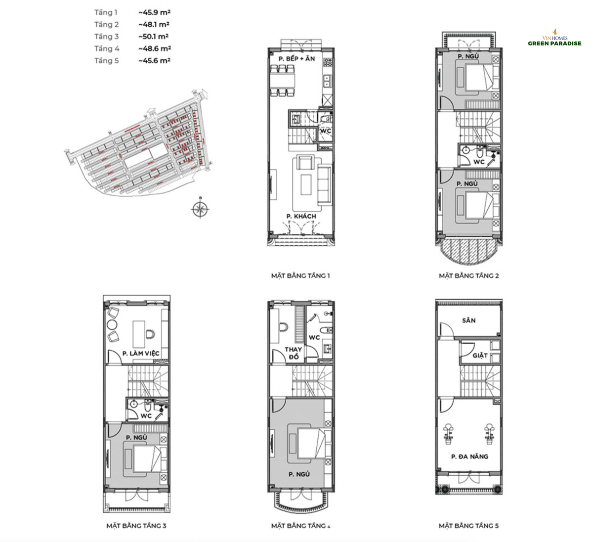 Thiết kế nhà phố Vinhomes Green Paradise Cần Giờ điển hình